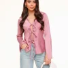 Olivia & Kate Light Pink Satin Bow Ties-Top Hot