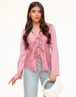 Olivia & Kate Light Pink Satin Bow Ties-Top Hot