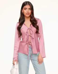 Olivia & Kate Light Pink Satin Bow Ties-Top Hot
