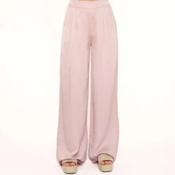 Olivia & Kate Light Pink Tall Satin-Pants Hot