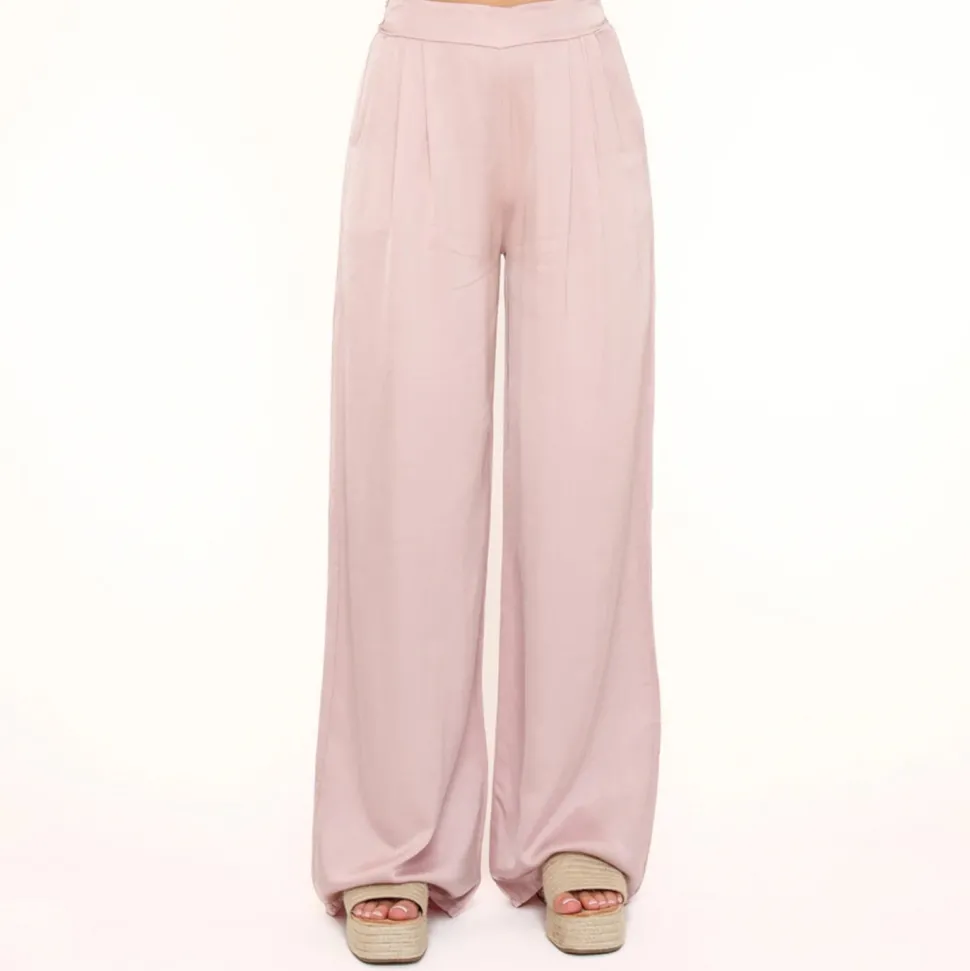 Olivia & Kate Light Pink Tall Satin-Pants Hot