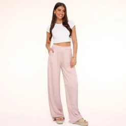 Olivia & Kate Light Pink Tall Satin-Pants Hot