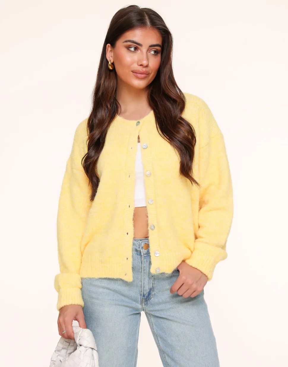 Olivia & Kate Light Yellow Basic Knitted-Cardigan Hot