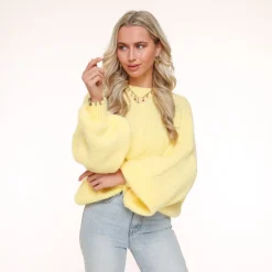 Olivia & Kate Light Yellow Wool Knitted-Sweater Shop
