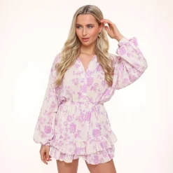 Olivia & Kate Lila Flower Printed-Playsuit Shop