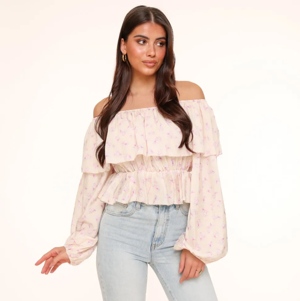 Olivia & Kate Lila Flowers Off Shoulder -Top Sale