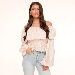Olivia & Kate Lila Flowers Off Shoulder -Top Sale