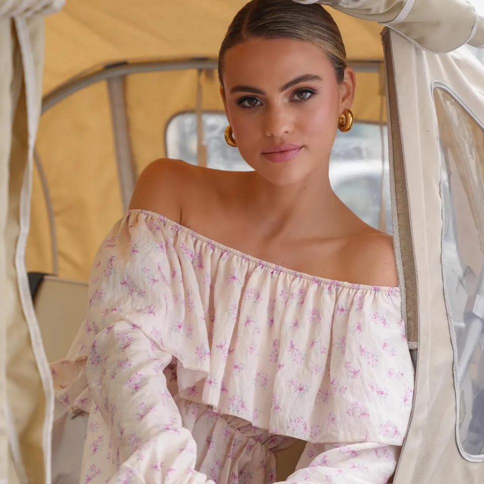 Olivia & Kate Lila Flowers Off Shoulder -Top Sale