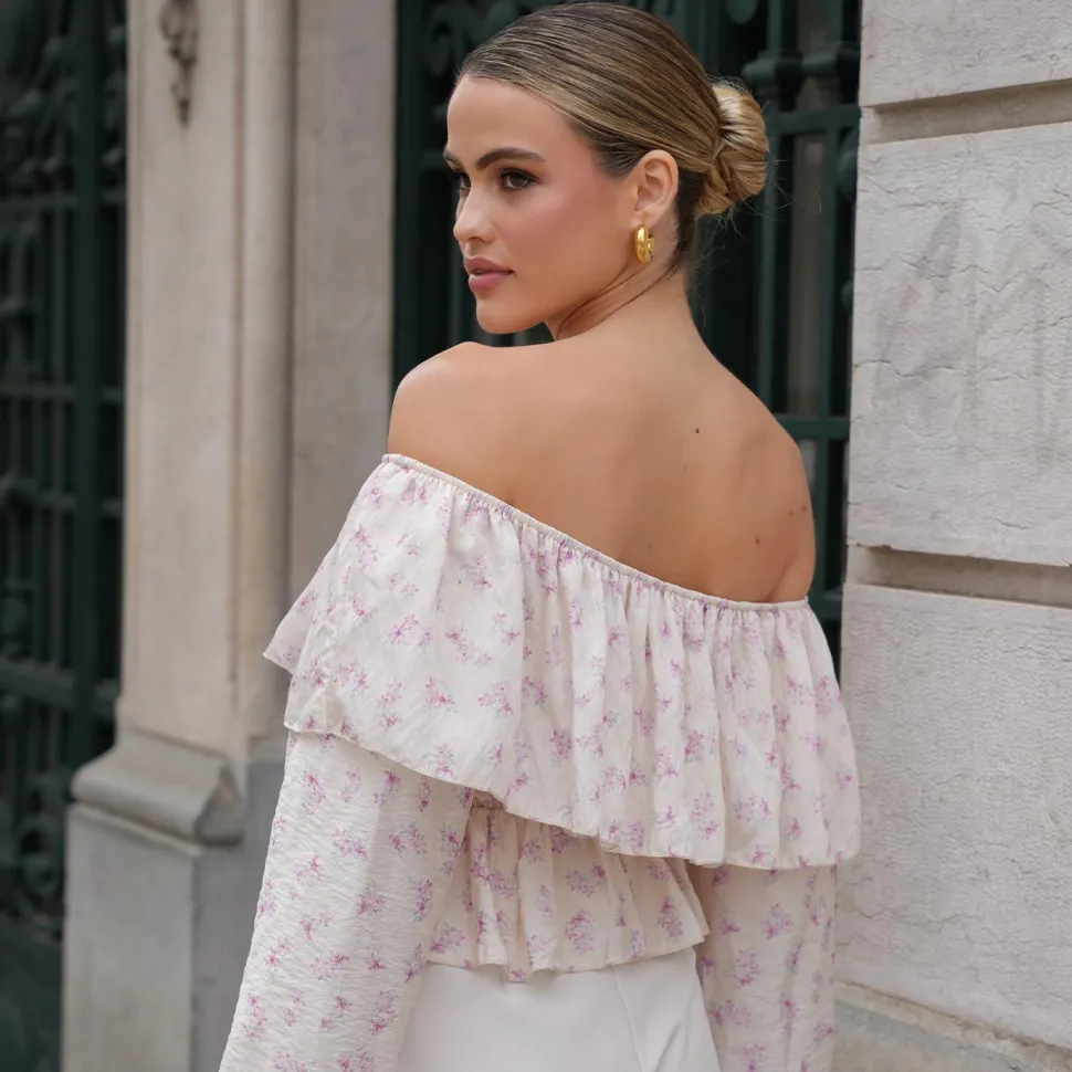 Olivia & Kate Lila Flowers Off Shoulder -Top Sale