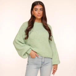 Olivia & Kate Mintgroene Wool Knitted-Sweater Hot