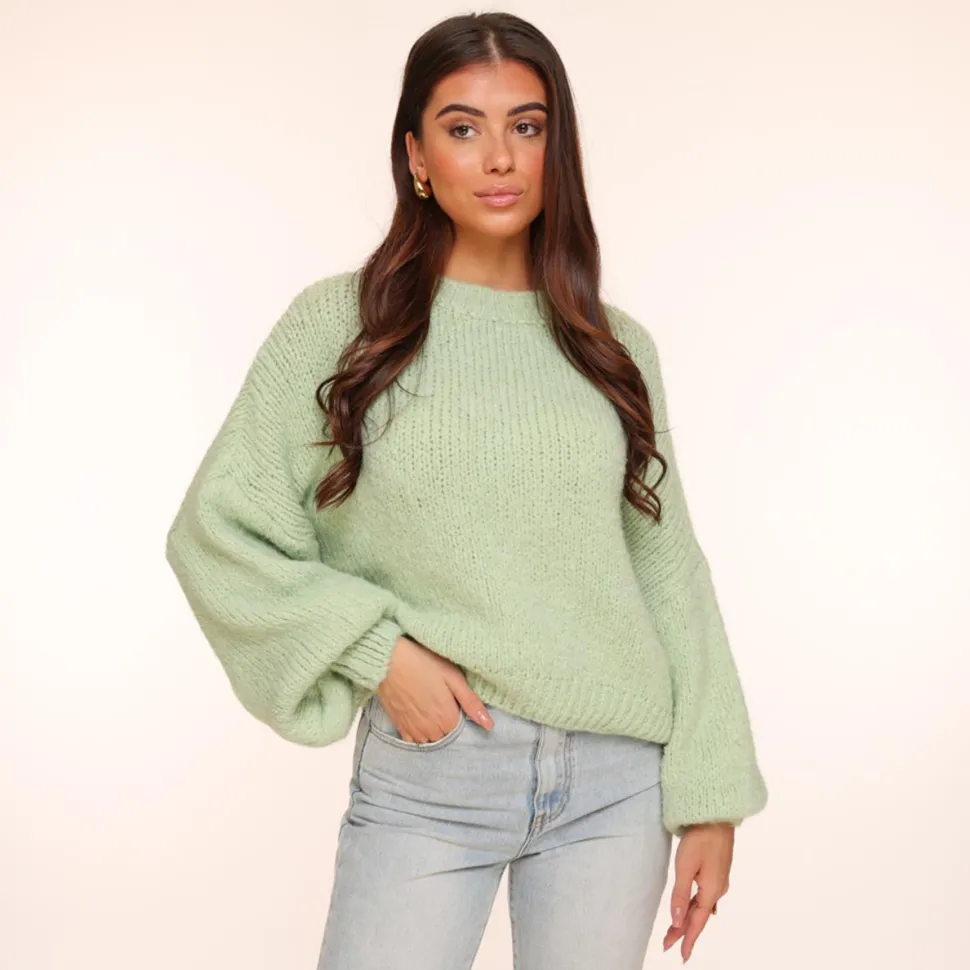 Olivia & Kate Mintgroene Wool Knitted-Sweater Hot