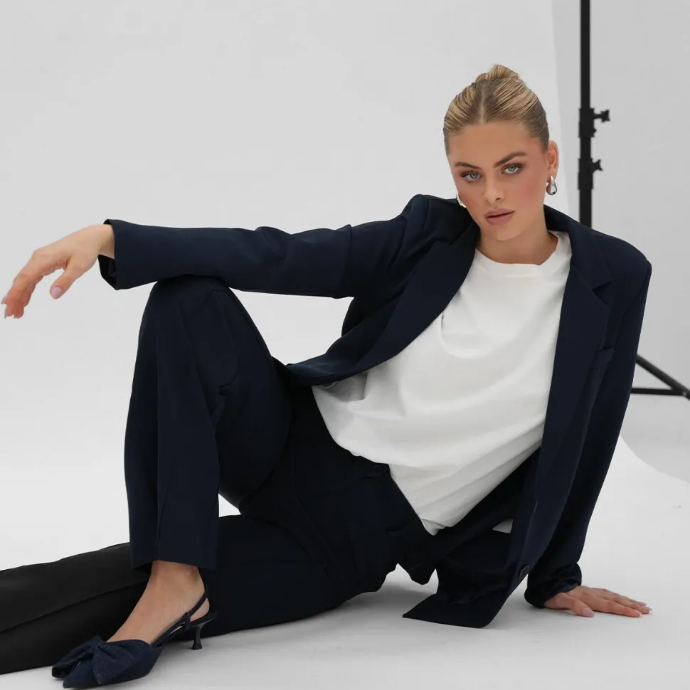Olivia & Kate Navy Blue Basic-Blazer Best Sale