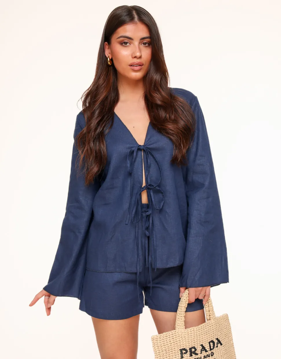 Olivia & Kate Navy Blue Linen-Cardigans Best Sale