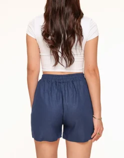 Olivia & Kate Navy Blue Linen-Short Discount