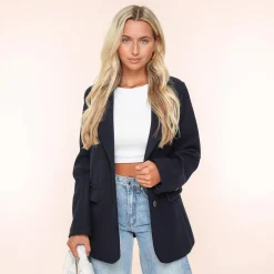 Olivia & Kate Navy Oversized Wool Look-Blazer Cheap