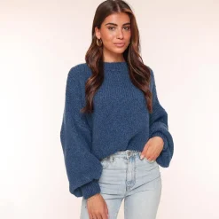 Olivia & Kate Navy Wool Knitted-Sweater Cheap