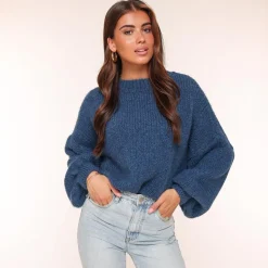 Olivia & Kate Navy Wool Knitted-Sweater Cheap