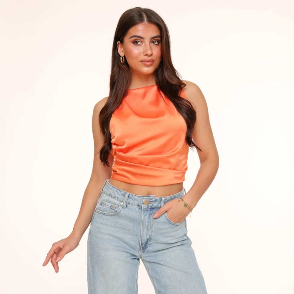 Olivia & Kate Orange Satin Open Rug-Top Clearance