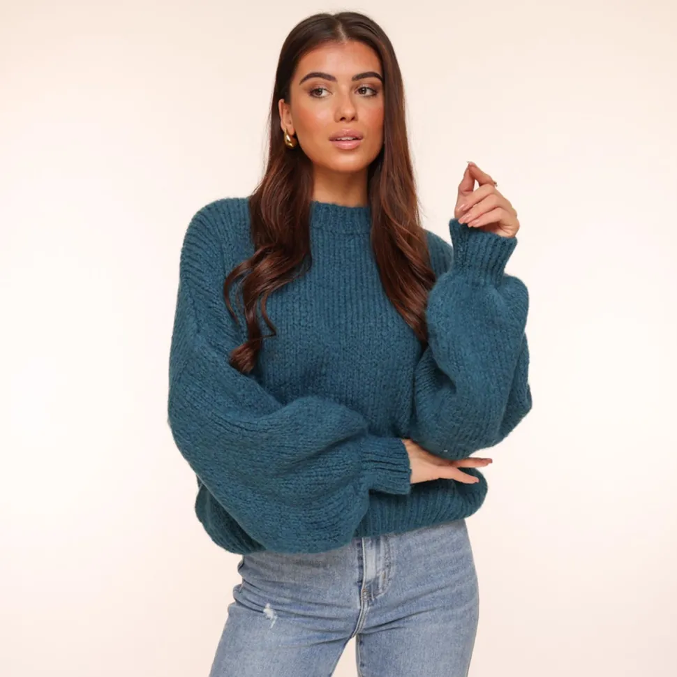 Olivia & Kate Petrol Wool Knitted-Sweater Online