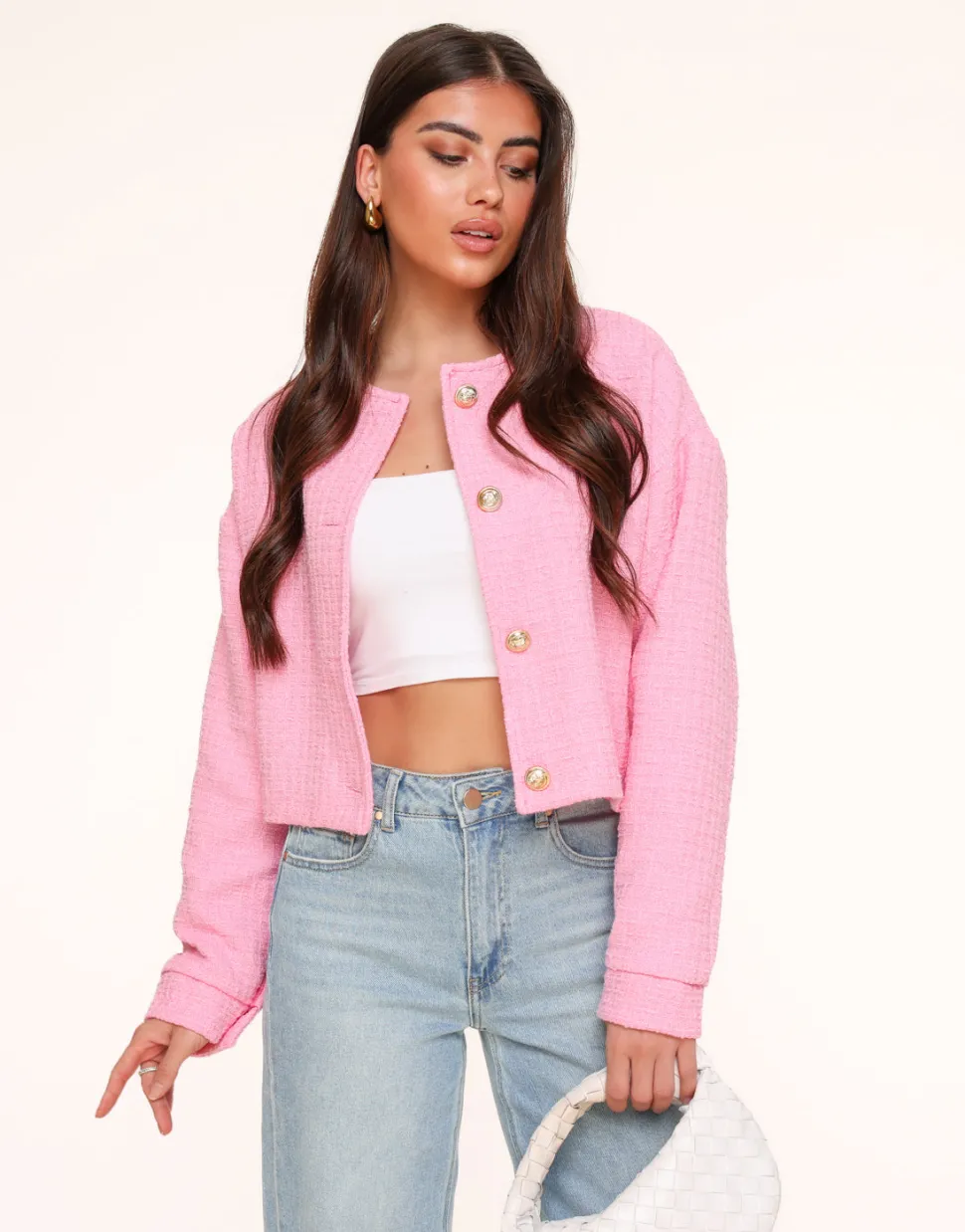 Olivia & Kate Pink Structured Gold Buttons-Jacket Best