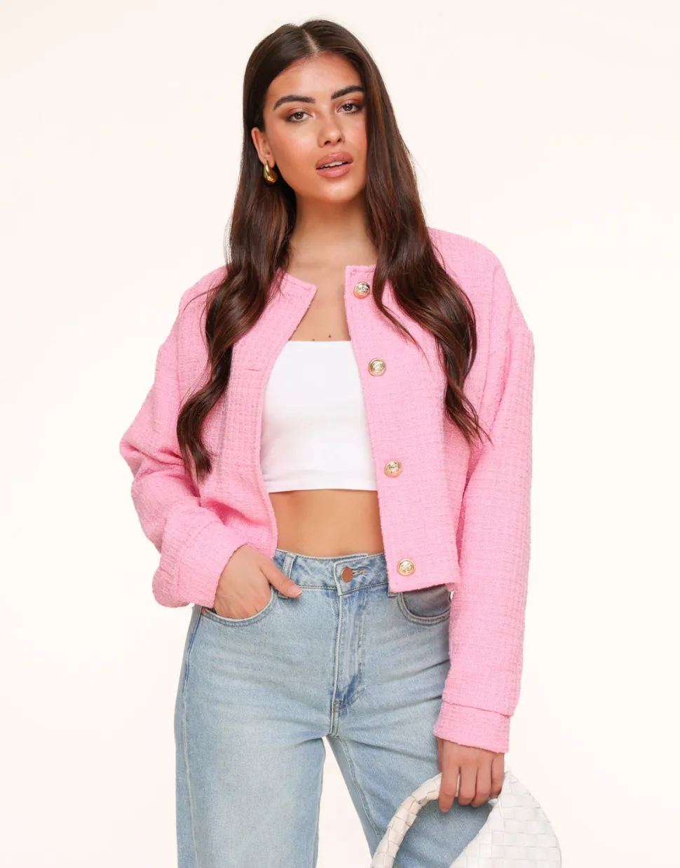 Olivia & Kate Pink Structured Gold Buttons-Jacket Best