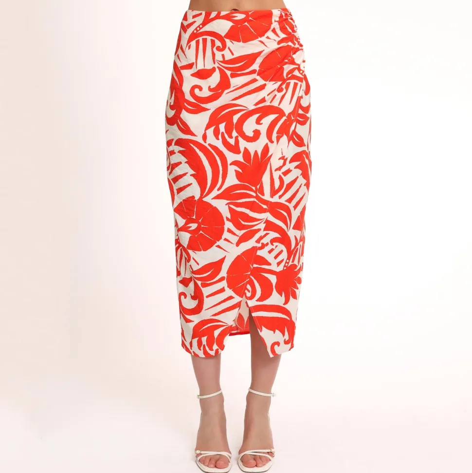 Olivia & Kate Red Pattern Split-Skirt Best