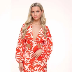 Olivia & Kate Red Pattern Split-Skirt Best