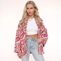 Olivia & Kate Red Printed Ls-Jacket Outlet