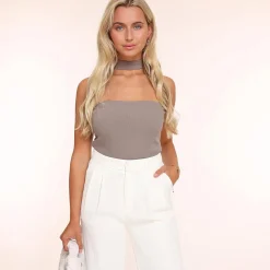 Olivia & Kate Taupe Choker-Top Shop
