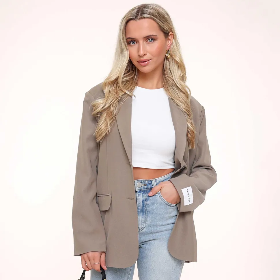 Olivia & Kate Taupe Studio Basic-Blazer Discount
