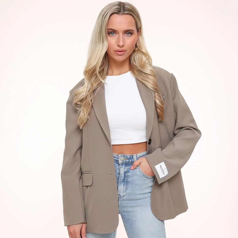 Olivia & Kate Taupe Studio Basic-Blazer Discount