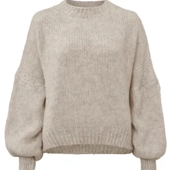 Olivia & Kate Taupe Wool Oversized Knitted-Sweater Cheap