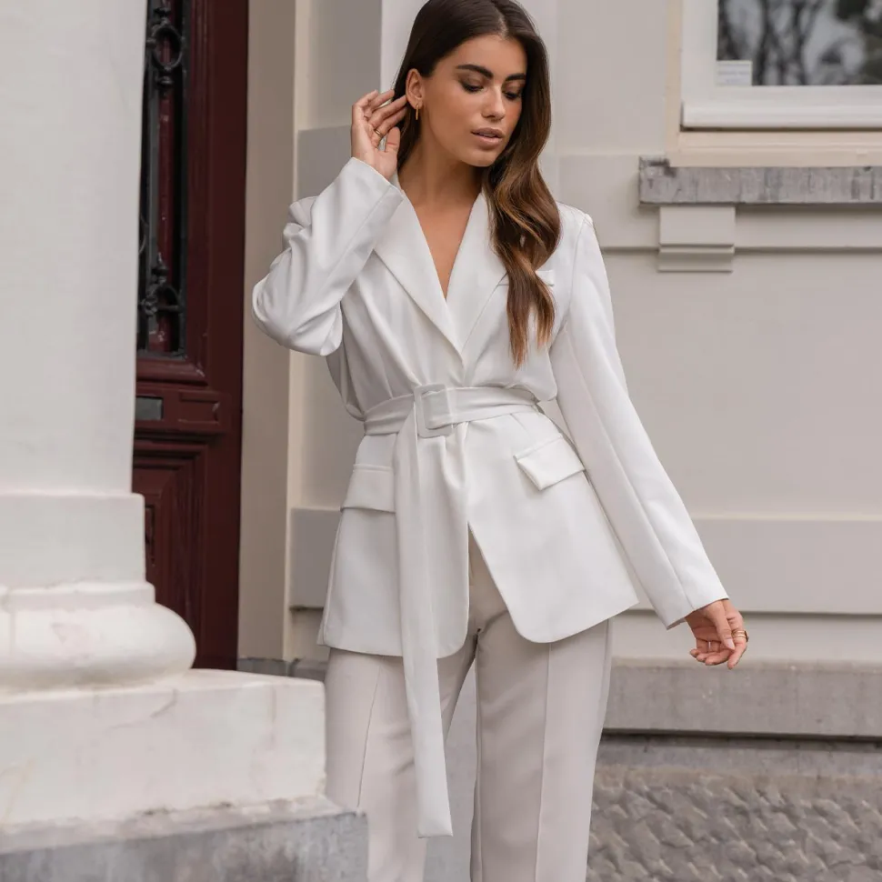 Olivia & Kate White Belt-Blazer Sale