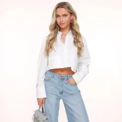 Olivia & Kate White Cropped-Blouse Discount