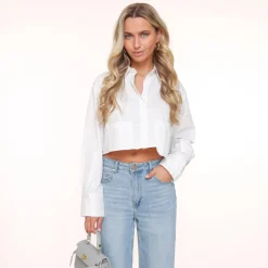 Olivia & Kate White Cropped-Blouse Discount