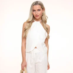 Olivia & Kate White Linen Halter-Top Best