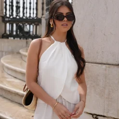 Olivia & Kate White Linen Halter-Top Best