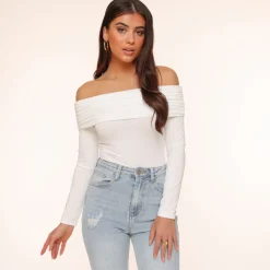 Olivia & Kate White Off Shoulder-Top Clearance