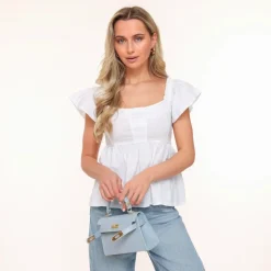 Olivia & Kate White Ruffle Ss Sleeves-Top Best Sale