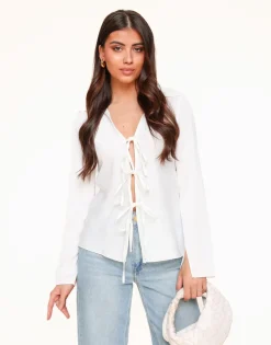 Olivia & Kate White Satin Bow Ties-Top Hot