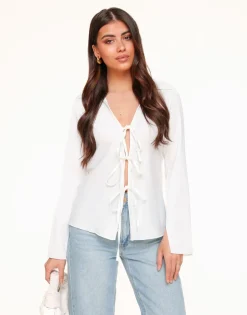 Olivia & Kate White Satin Bow Ties-Top Hot