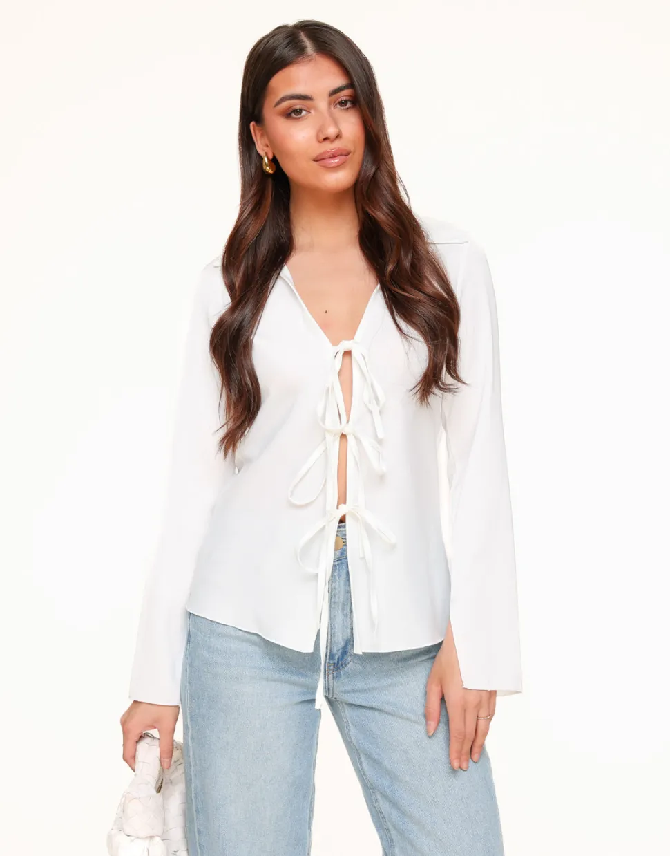 Olivia & Kate White Satin Bow Ties-Top Hot