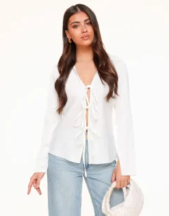 Olivia & Kate White Satin Bow Ties-Top Hot
