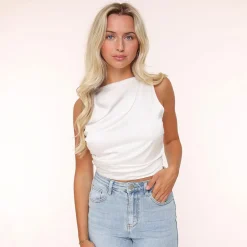 Olivia & Kate White Satin Open Back-Top Best Sale