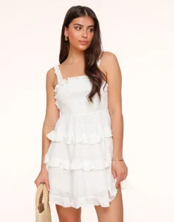 Olivia & Kate White Short Smocked-Dress Best Sale