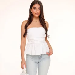 Olivia & Kate White Strapless Ruffle-Top Cheap