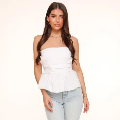 Olivia & Kate White Strapless Ruffle-Top Cheap