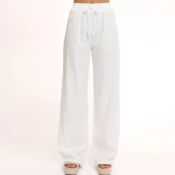 Olivia & Kate White Tall Linen-Pants Hot