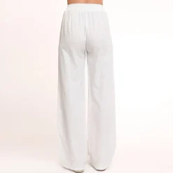 Olivia & Kate White Tall Linen-Pants Hot
