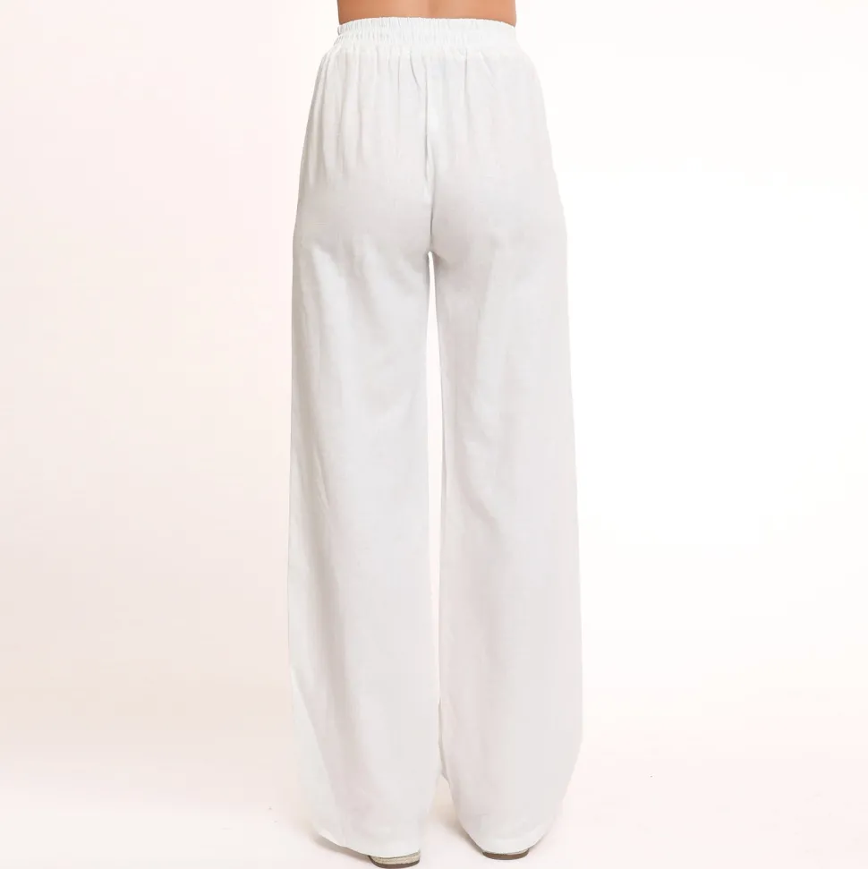 Olivia & Kate White Tall Linen-Pants Hot